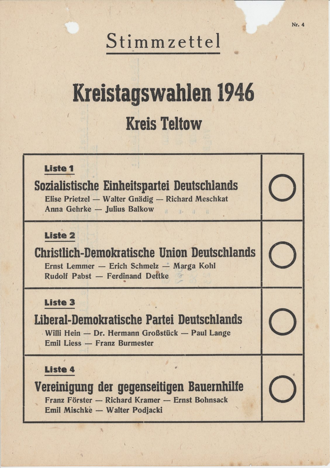 Kreistagswahlen 1946, Teltow (Heimatverein "Alter Krug" Zossen e.V. CC BY-NC-SA)