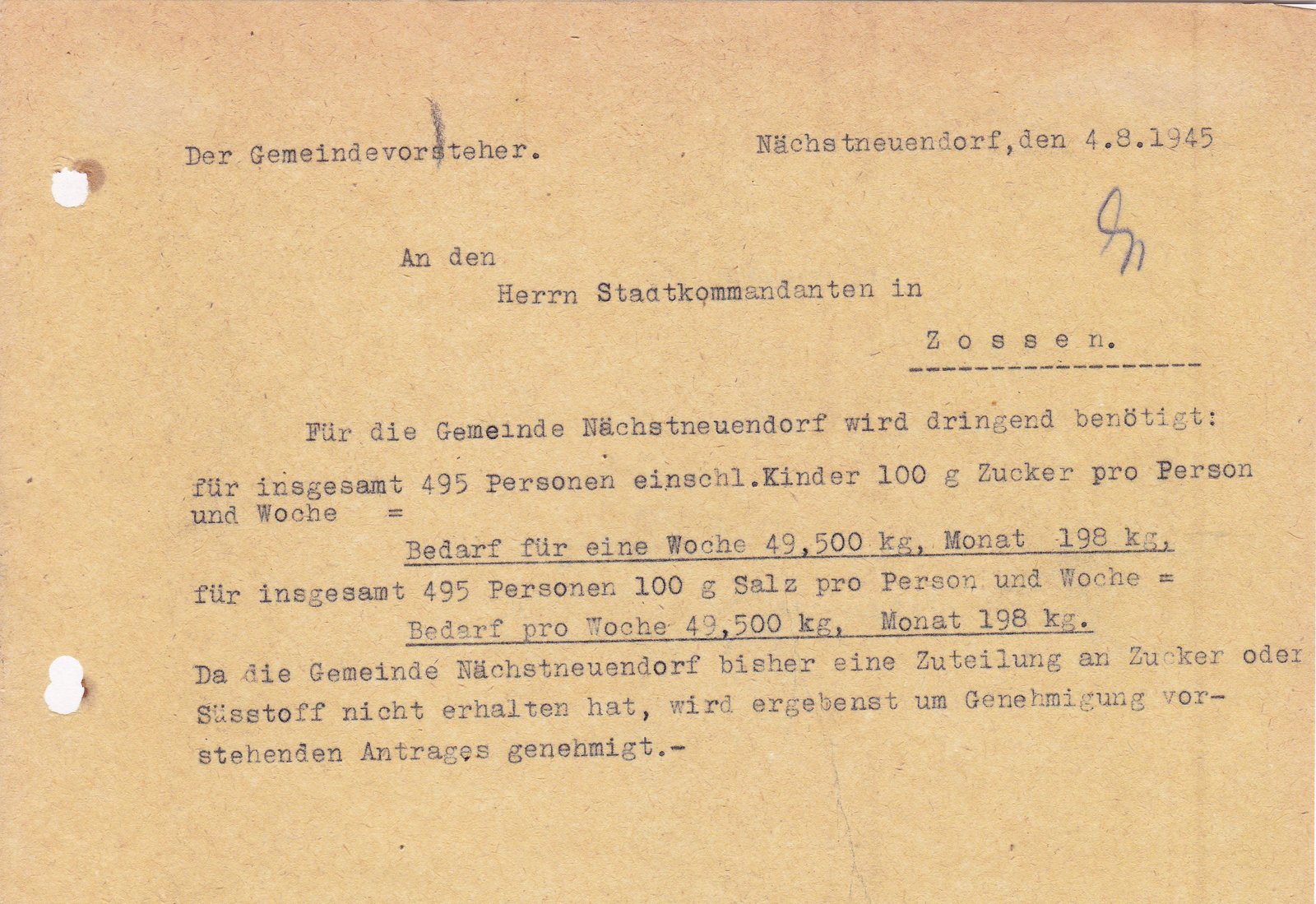 Gemeindevorsteher, Stadtkommandant, 04.08.1945 (Heimatverein "Alter Krug" Zossen e.V. CC BY-NC-SA)