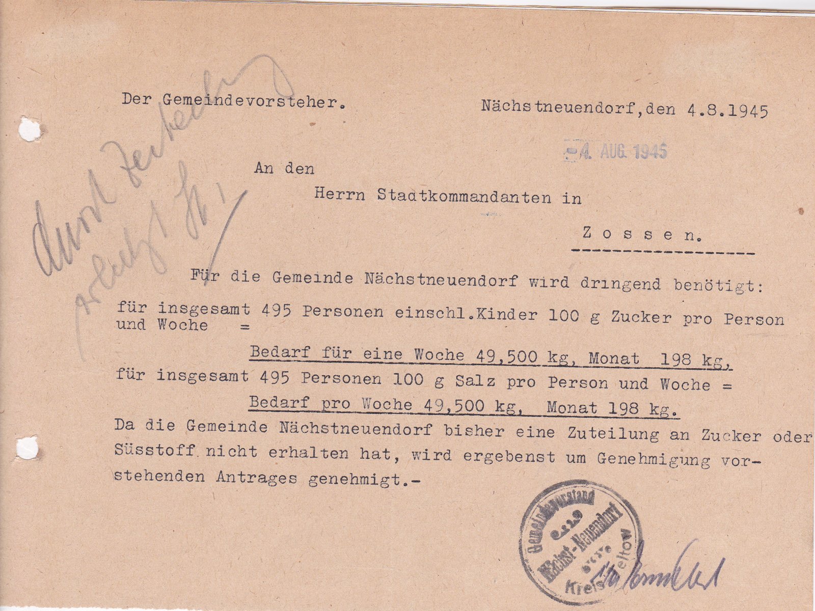 Gemeindevorsteher, Stadtkommandant, 04.08.1945 (2) (Heimatverein "Alter Krug" Zossen e.V. CC BY-NC-SA)