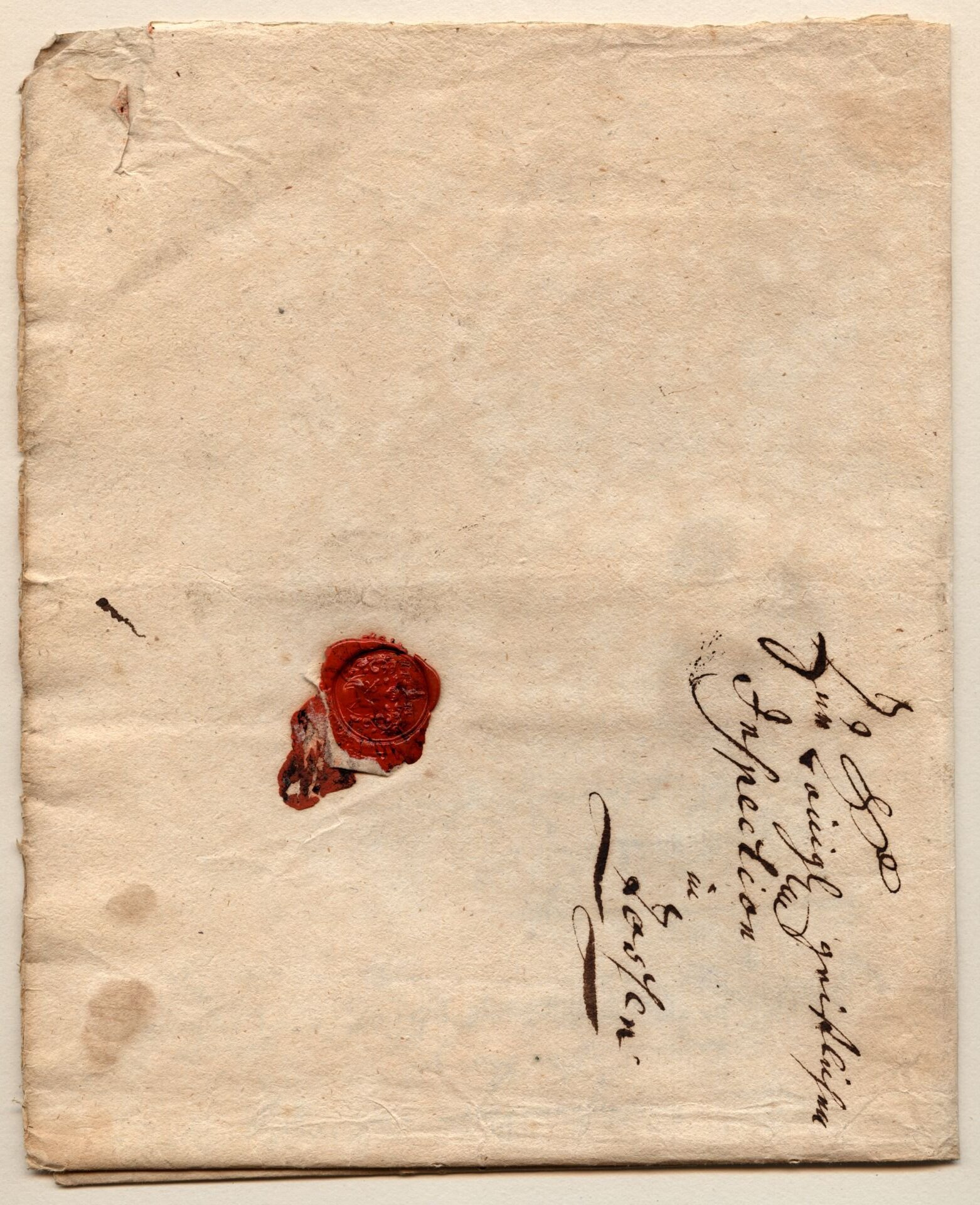 Brief an die königlich gesitliche Inspektion in Zossen (Heimatverein "Alter Krug" Zossen e.V. CC BY-NC-SA)