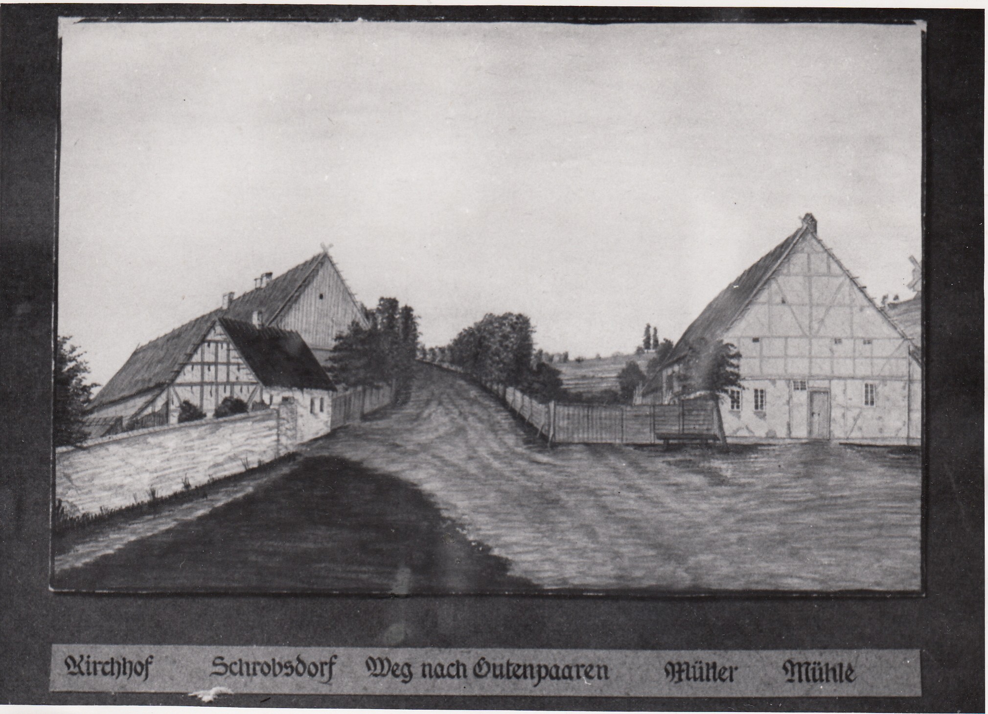 2500: Ansicht „Kirchhof, Schrobsdorf, Weg nach Gutenpaaren" (Museumsverband des Landes Brandenburg e.V. CC BY-NC-SA)