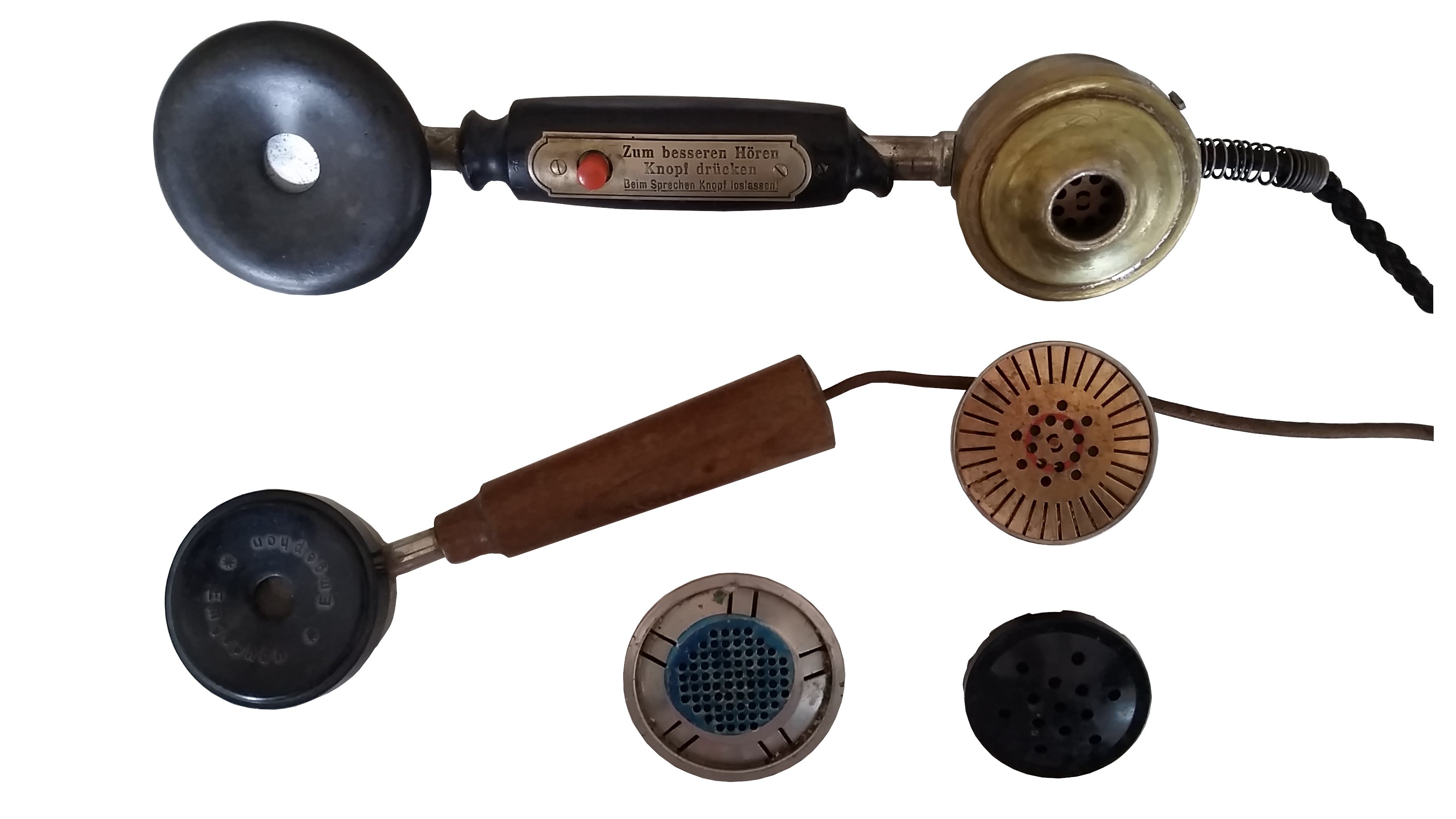 Fernsprecher – Fernhörer und Mikrofon (Industriemuseum Region Teltow CC BY-NC-SA)