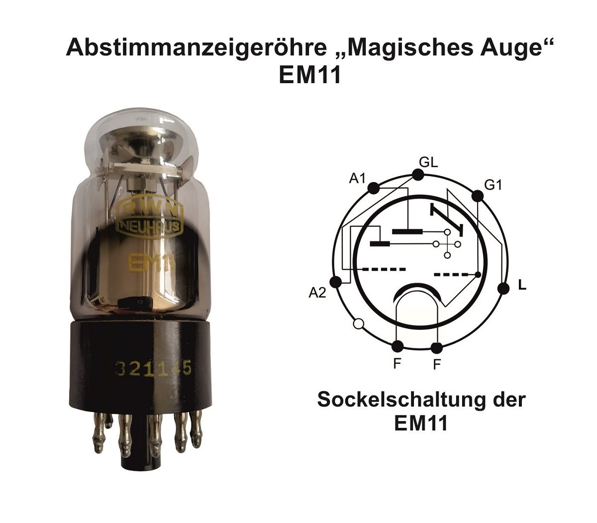 Abstimmanzeigeröhre "Magisches Auge" EM11 (Industriemuseum Region Teltow CC BY-NC-SA)