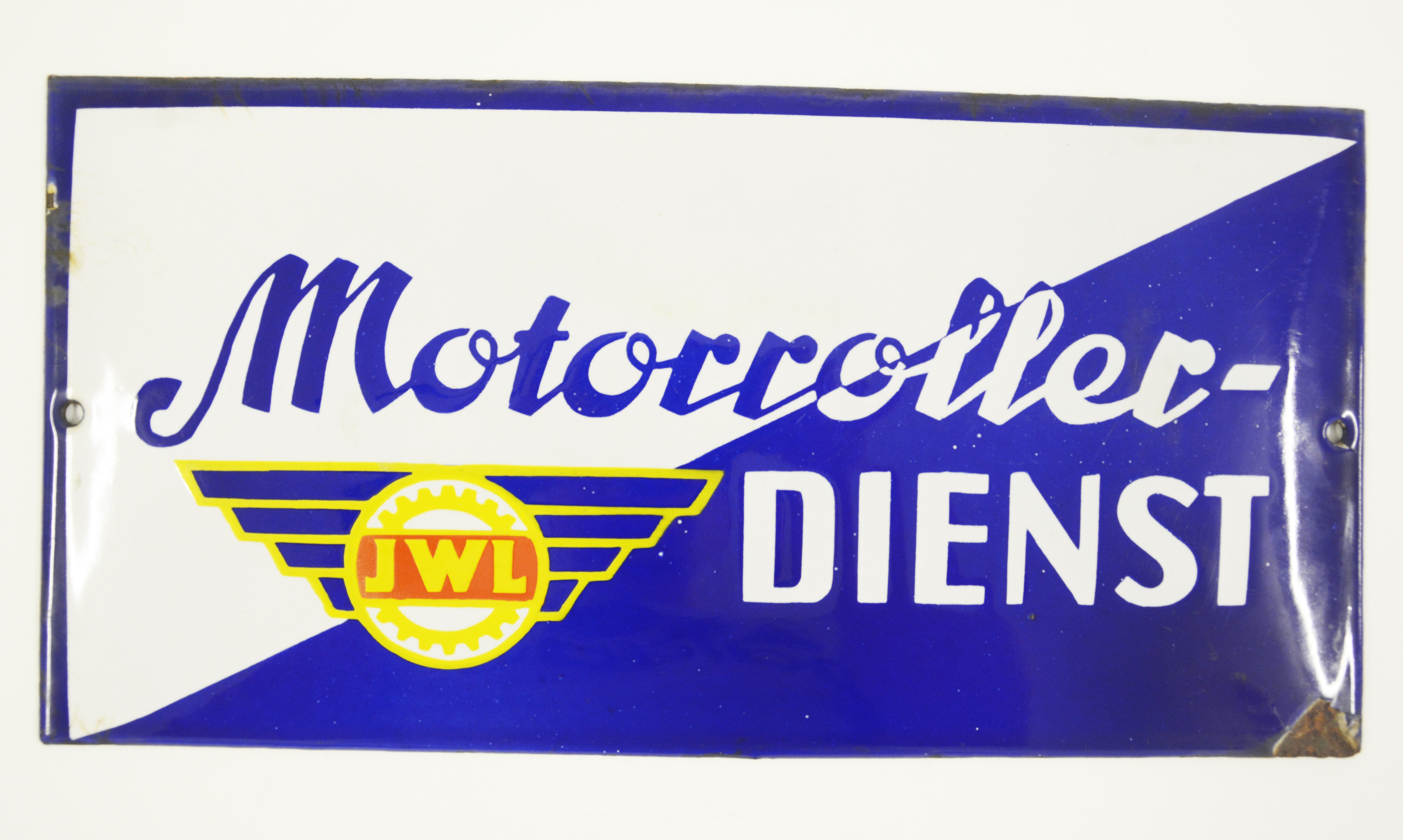 Schild Motorollerdienst IWL (Stadt- und Technikmuseum Ludwigsfelde CC BY-NC-SA)