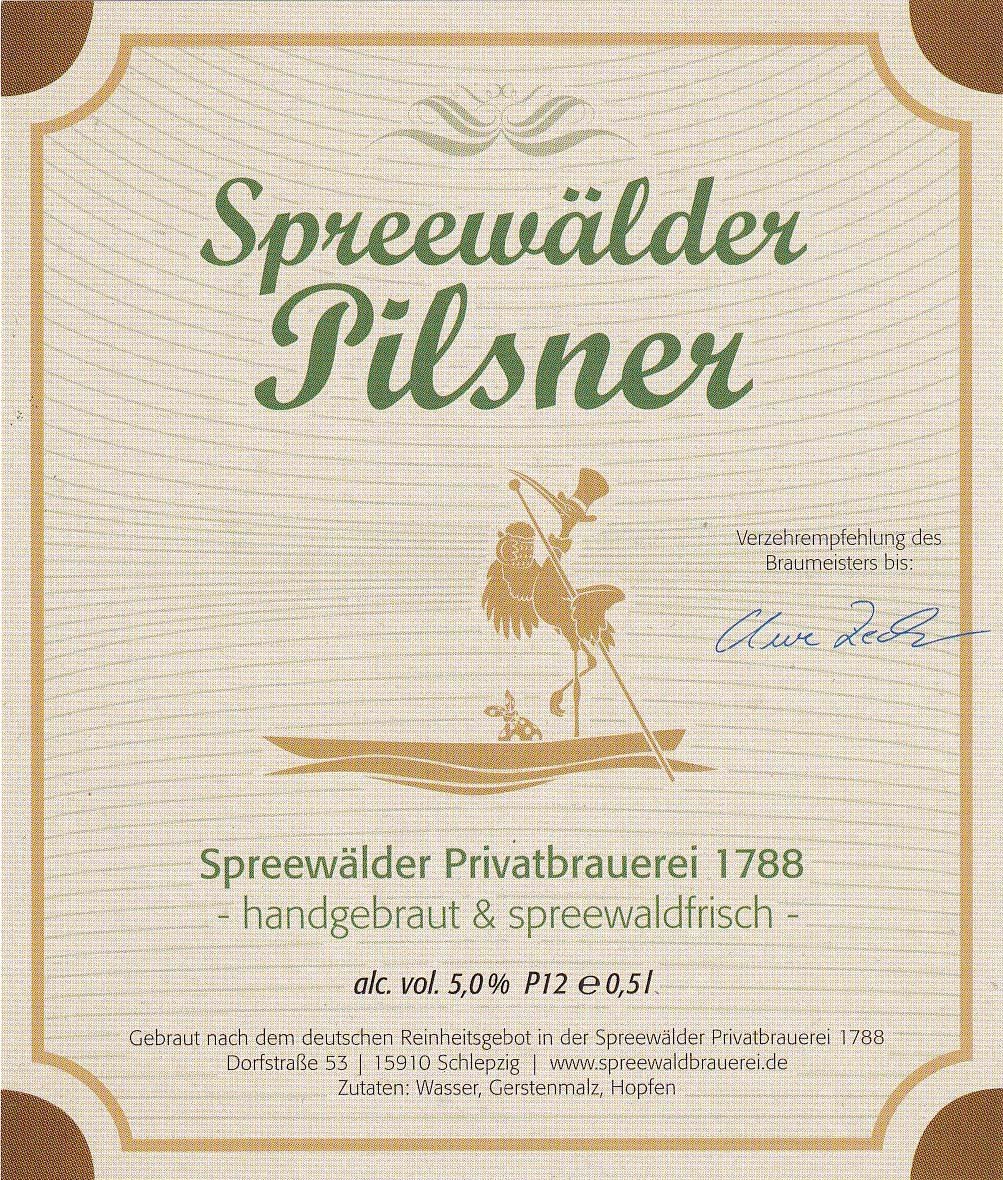 Etikett der Spreewälder Privatbrauerei 1788 in Schlepzig, um 2001 (ARCHIV DEUTSCHER BIERETIKETTEN CC BY-NC-SA)
