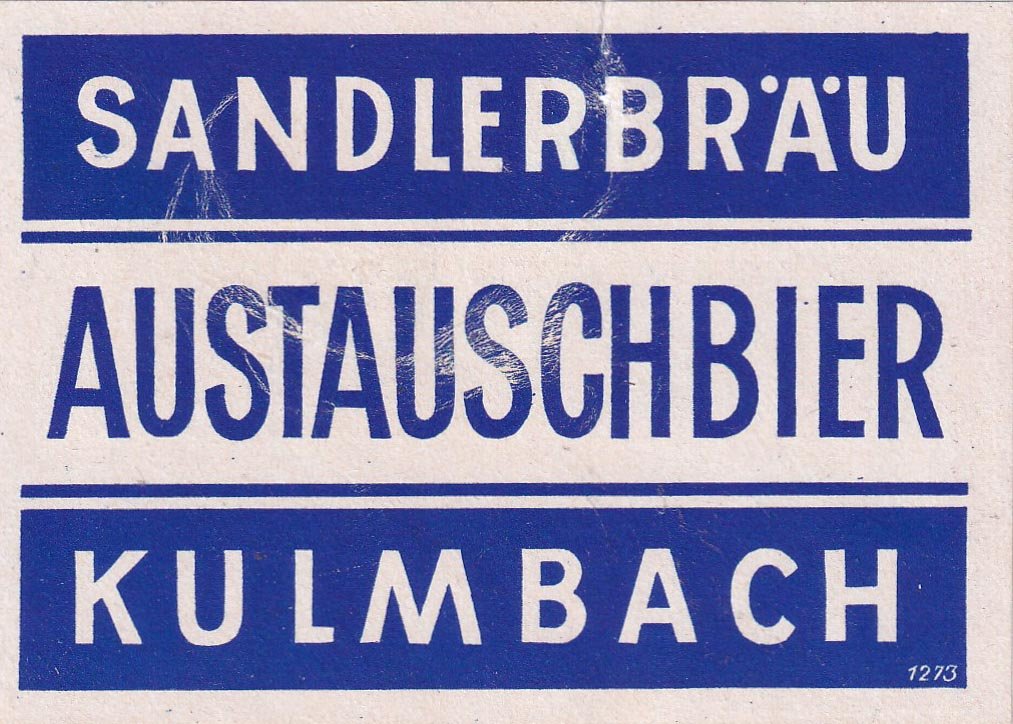 Etikett der Sandlerbräu Kulmbach, um 1943 (ARCHIV DEUTSCHER BIERETIKETTEN CC BY-NC-SA)