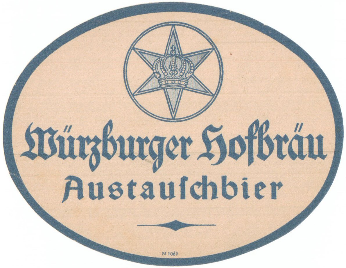 Etikett der Würzburger Hofbräu, um 1942 (ARCHIV DEUTSCHER BIERETIKETTEN CC BY-NC-SA)