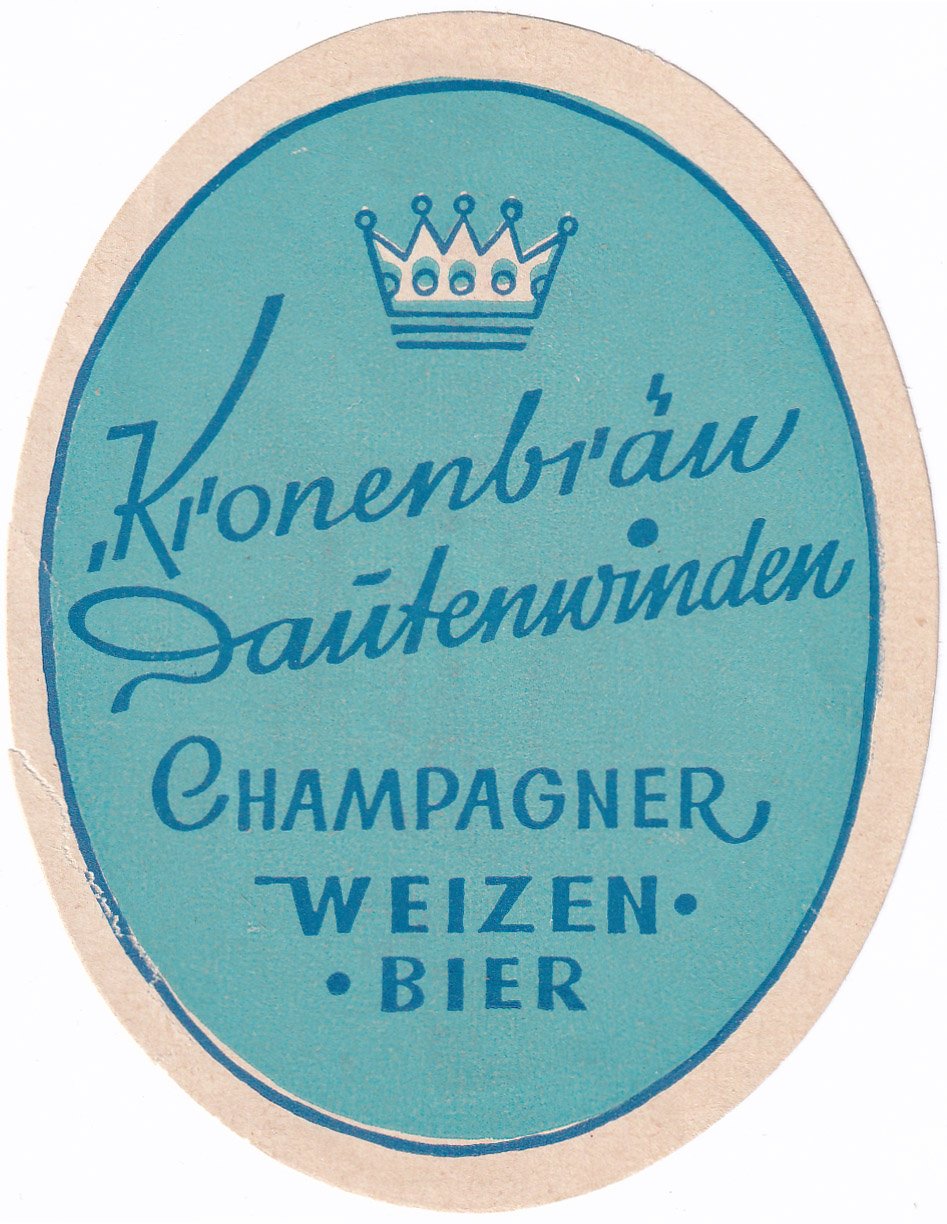 Etikett für Champagner Weizenbier der Kronenbräu Dautenwinden, um 1962 (ARCHIV DEUTSCHER BIERETIKETTEN CC BY-NC-SA)