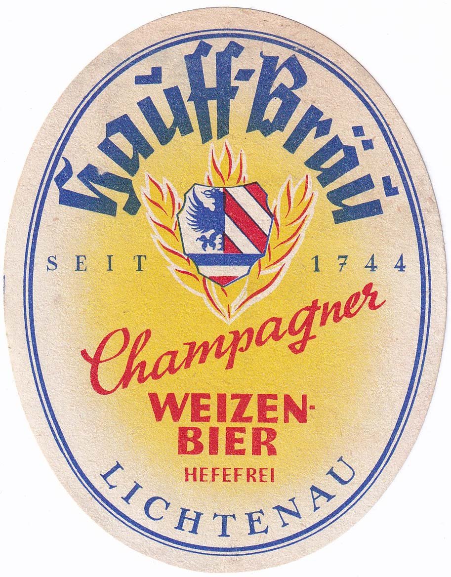 Etikett für Champagner Weizenbier der Hauff Bräu in Lichtenau, um 1960 (ARCHIV DEUTSCHER BIERETIKETTEN CC BY-NC-SA)