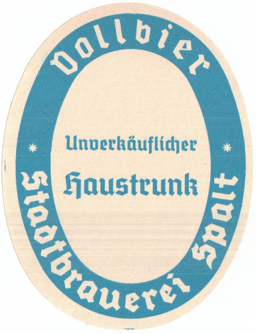 Etikett der Stadtbrauerei Spalt, um 1962 (ARCHIV DEUTSCHER BIERETIKETTEN CC BY-NC-SA)