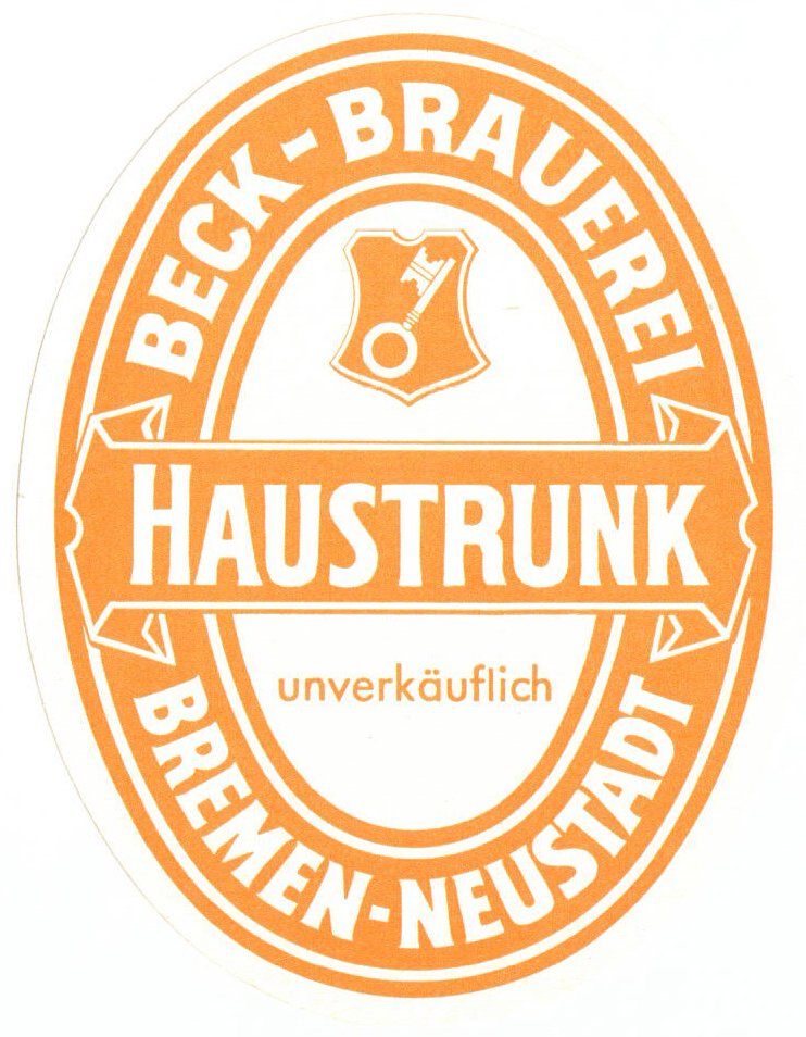 Etikett für Hausbier der Beck-Brauerei in Bremen, um 1964 (ARCHIV DEUTSCHER BIERETIKETTEN CC BY-NC-SA)