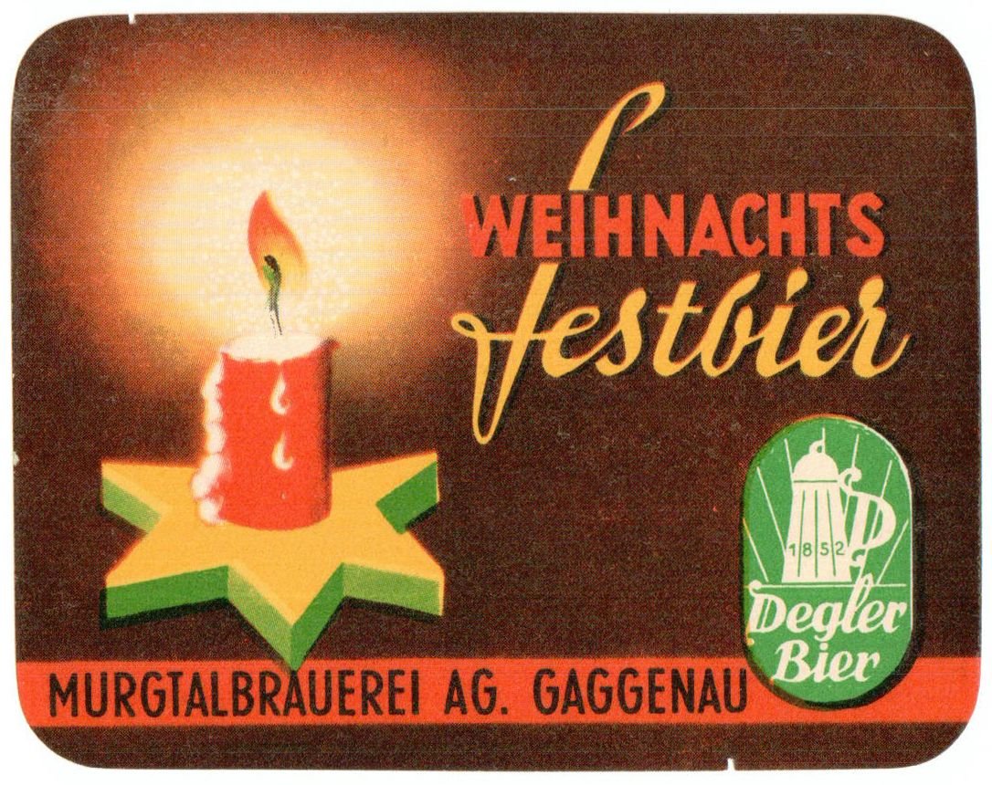 Bieretikett für Weihnachts Festbier der Murgtal Brauerei AG in Gaggenau, um 1965 (ARCHIV DEUTSCHER BIERETIKETTEN CC BY-NC-SA)
