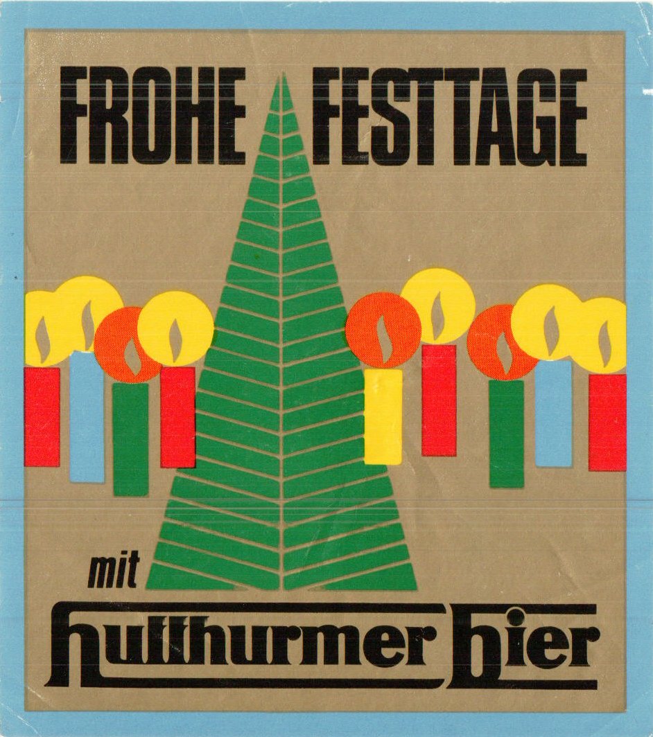 Bieretikett für Weihnachtsbier der Brauerei Hutthurm, um 1970 (ARCHIV DEUTSCHER BIERETIKETTEN CC BY-NC-SA)