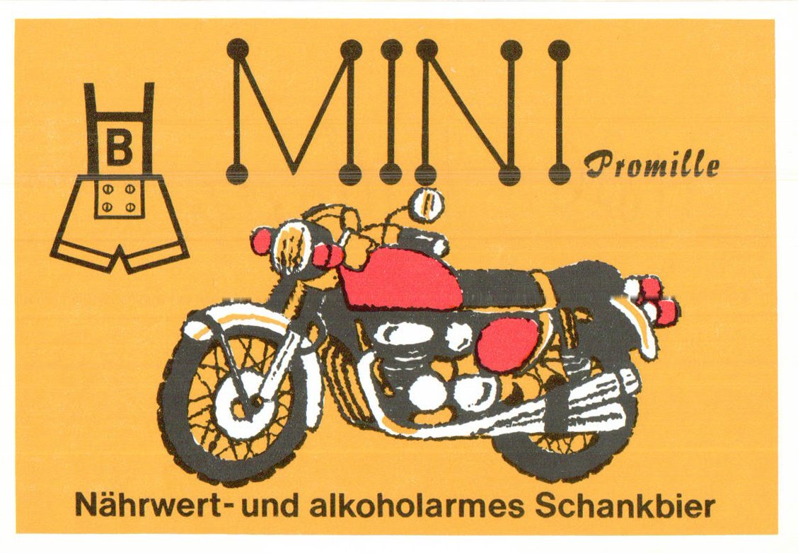 Bieretikett mit Motorradabbildung der Hösl-Bräu Mitterteich, um 1971 (ARCHIV DEUTSCHER BIERETIKETTEN CC BY-NC-SA)