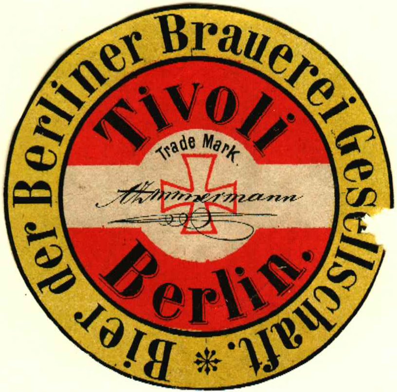 Bieretikett der Berliner Brauerei Gesellschaft Tivoli, um 1882 (ARCHIV DEUTSCHER BIERETIKETTEN CC BY-NC-SA)