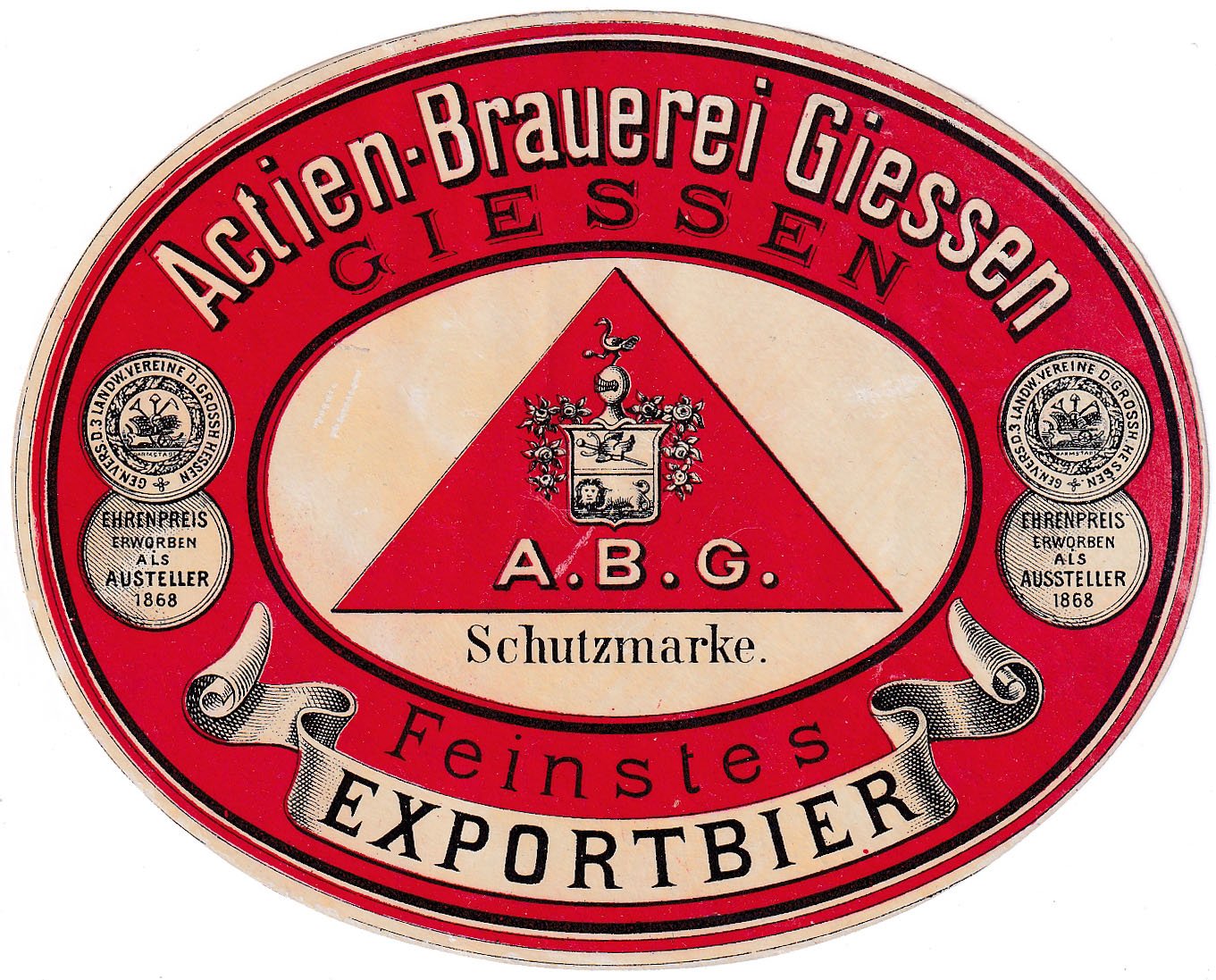 Bieretikett der Actien-Brauerei Giessen, um 1896 (ARCHIV DEUTSCHER BIERETIKETTEN CC BY-NC-SA)
