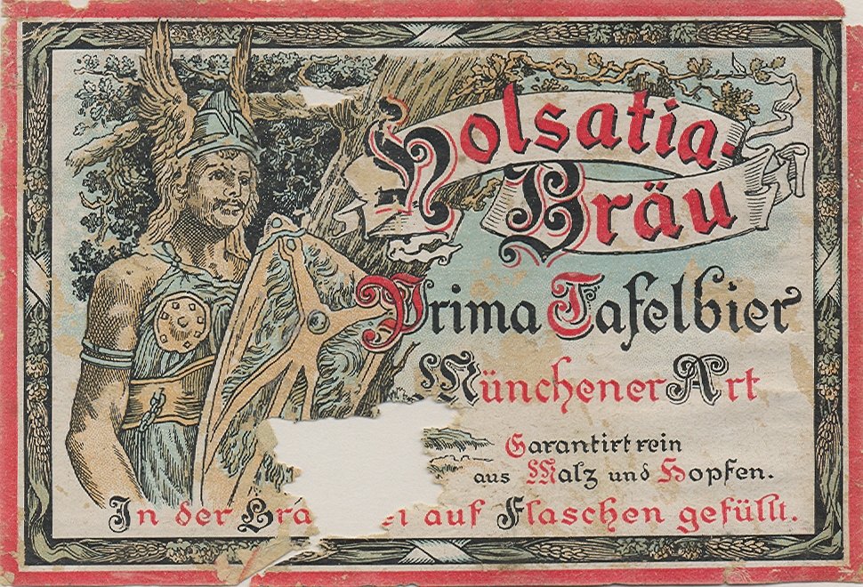 Bieretikett der Brauerei Holsatia in Kiel, um 1890 (ARCHIV DEUTSCHER BIERETIKETTEN CC BY-NC-SA)