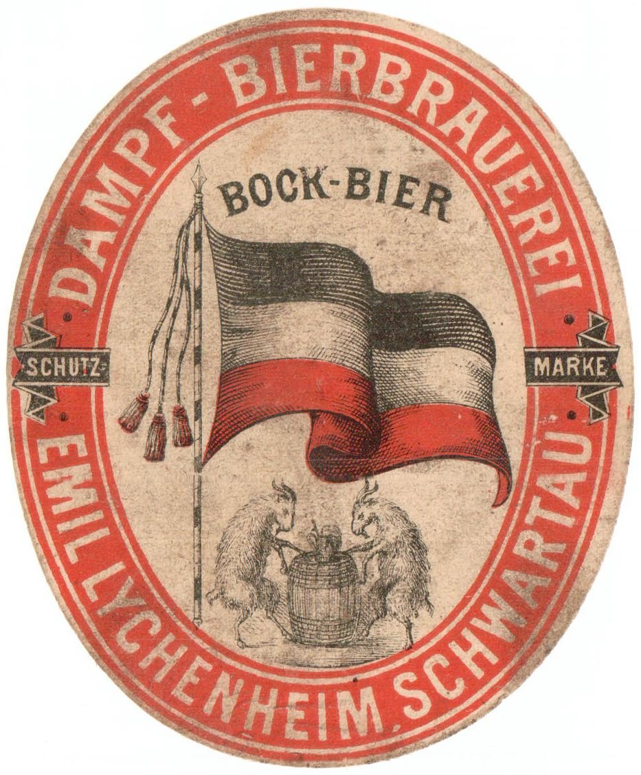 Bieretikett der Dampf-Bierbrauerei Emil Lychenheim in Schwartau, 1895 (ARCHIV DEUTSCHER BIERETIKETTEN CC BY-NC-SA)