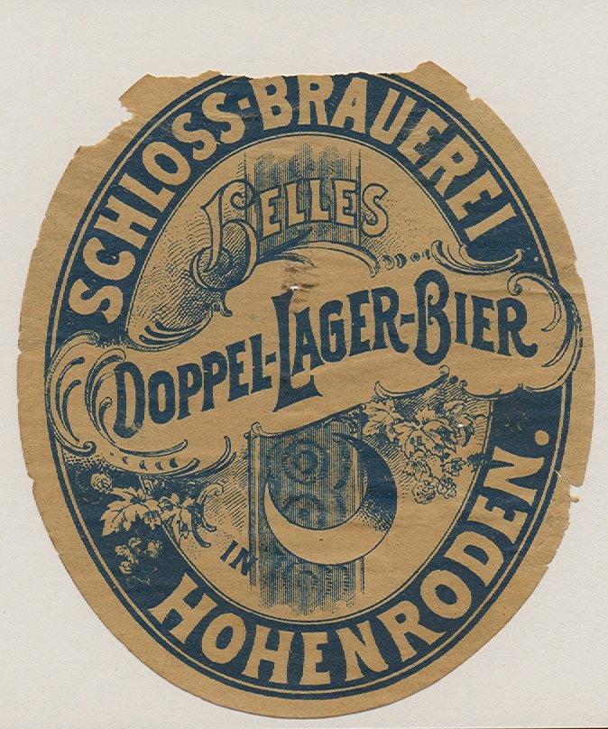 Bieretikett der Schloss-Brauerei in Hohenroden, um 1894 (ARCHIV DEUTSCHER BIERETIKETTEN CC BY-NC-SA)