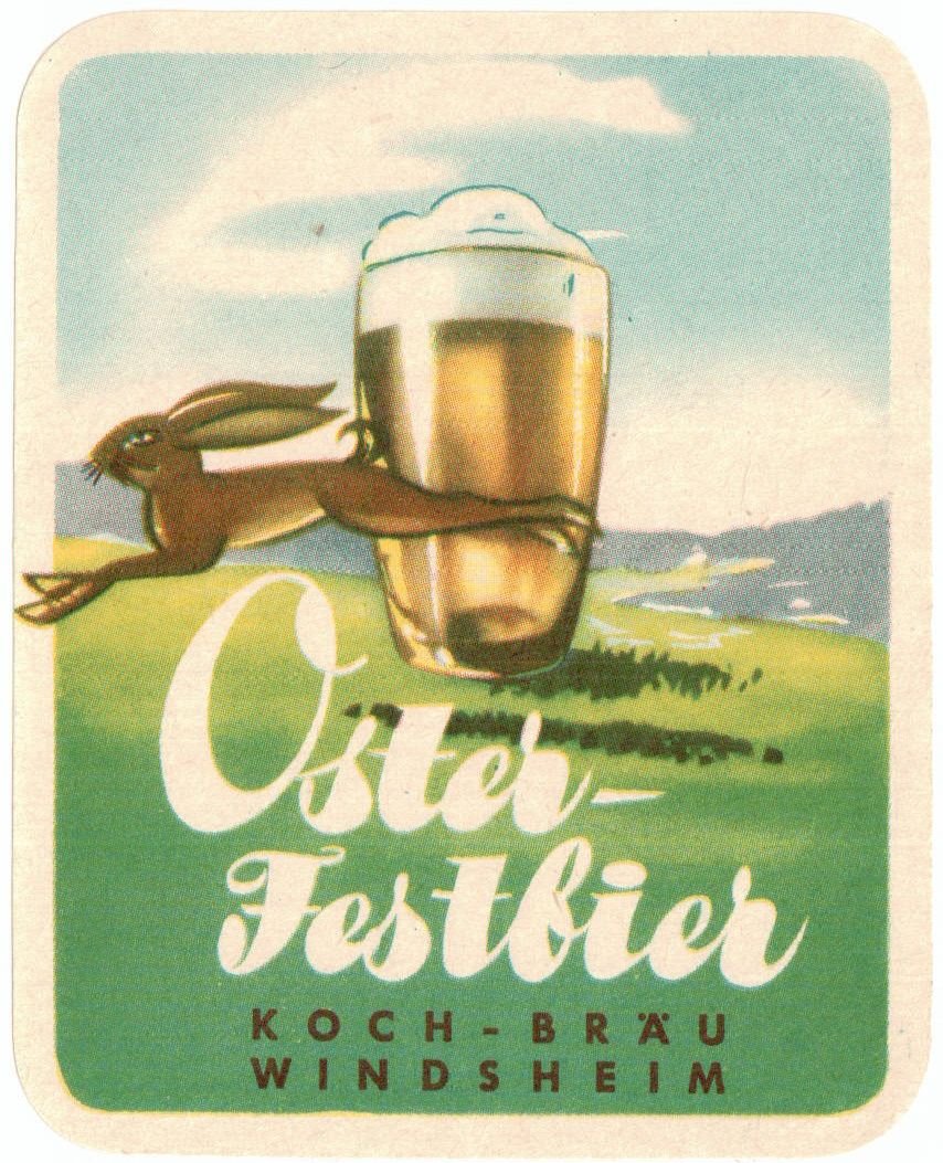 Bieretikett für Oster-Festbier der Koch-Bräu Windsheim, um 1962 (ARCHIV DEUTSCHER BIERETIKETTEN CC BY-NC-SA)