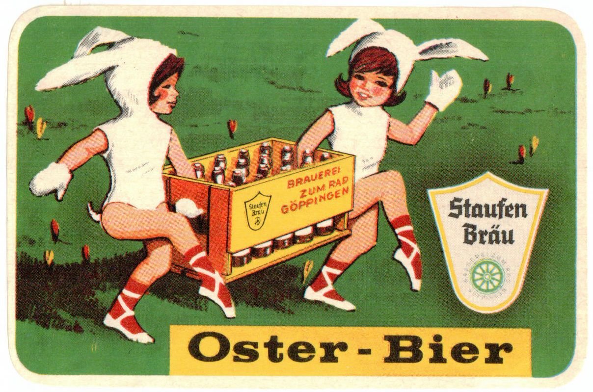 Bieretikett für Oster-Bier der Brauerei zum Rad in Göppingen, um 1966 (ARCHIV DEUTSCHER BIERETIKETTEN CC BY-NC-SA)