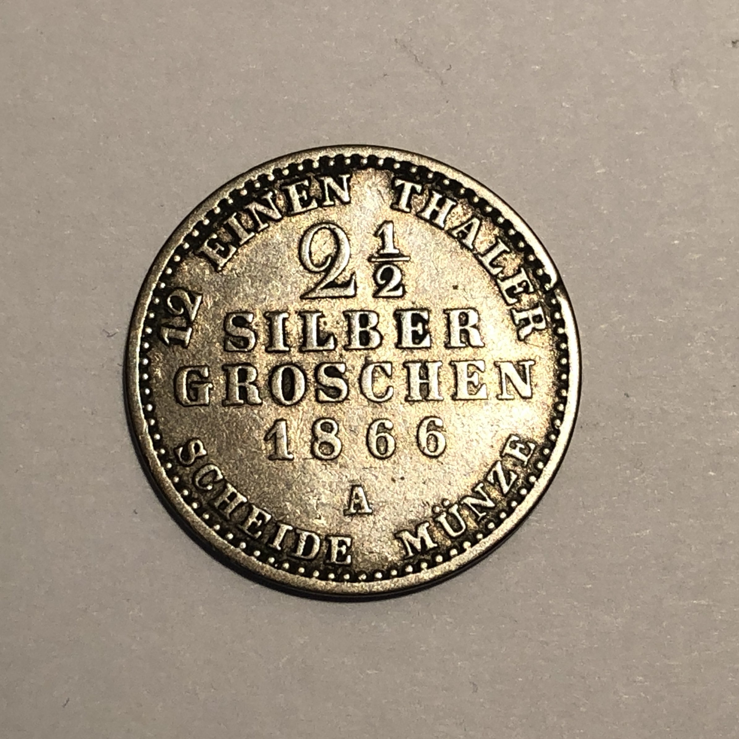 2 1/2 Silbergroschen 1866 A Scheidemünze (Heimathaus Prieros CC BY-NC-SA)