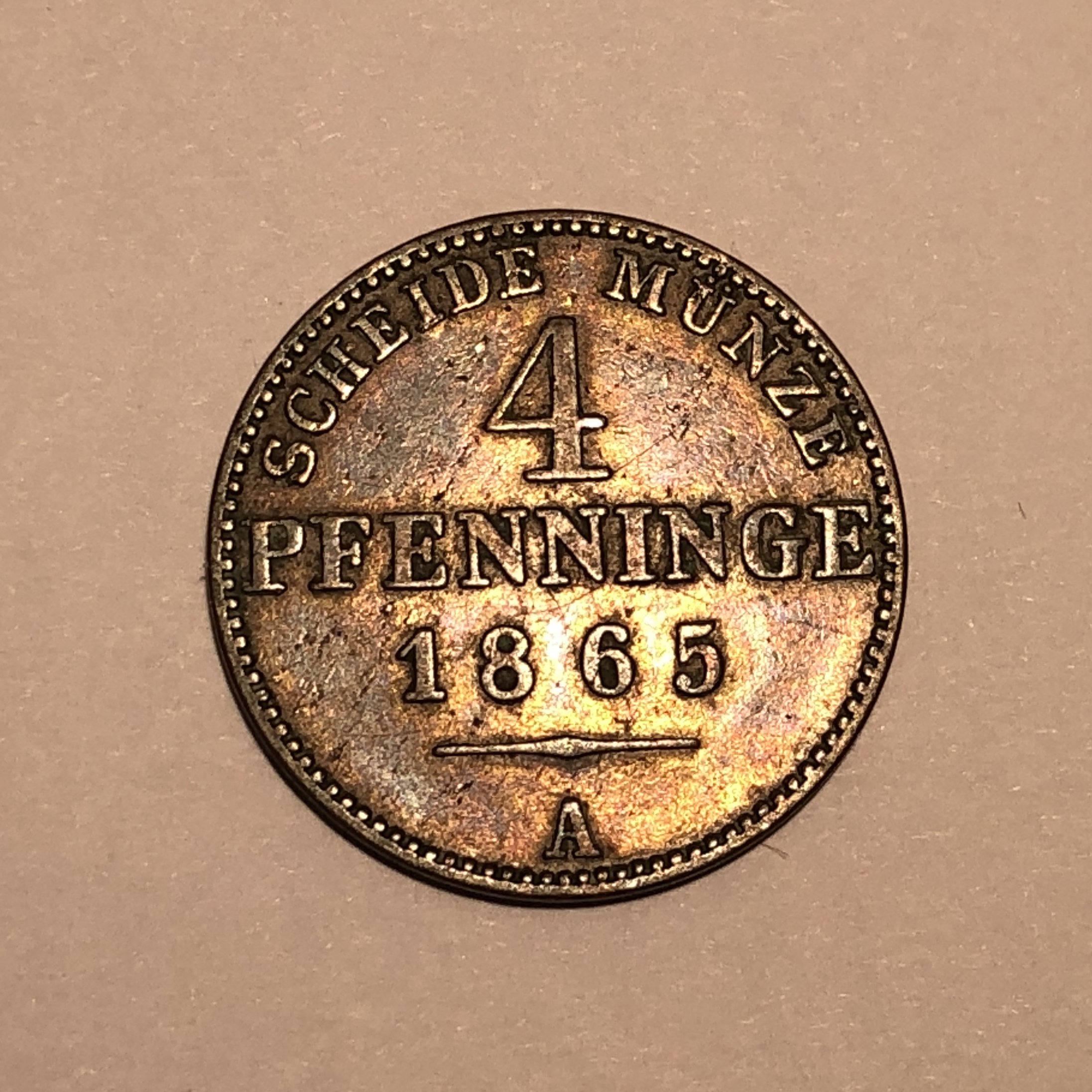 4 Pfenninge 1865 A Scheidemünze (Heimathaus Prieros CC BY-NC-SA)