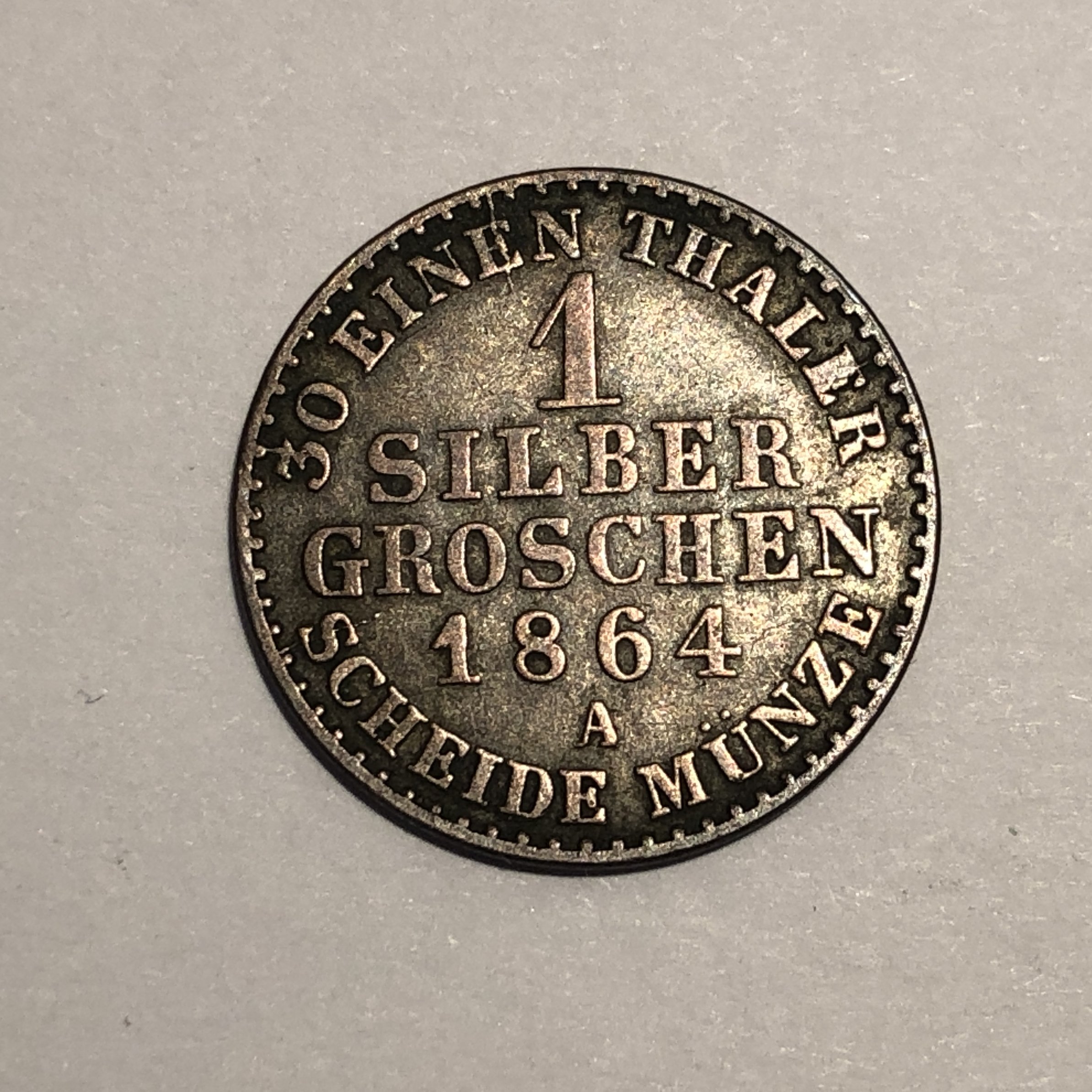 1 Silbergroschen 1864 A Scheidemünze Preußen (Heimathaus Prieros CC BY-NC-SA)