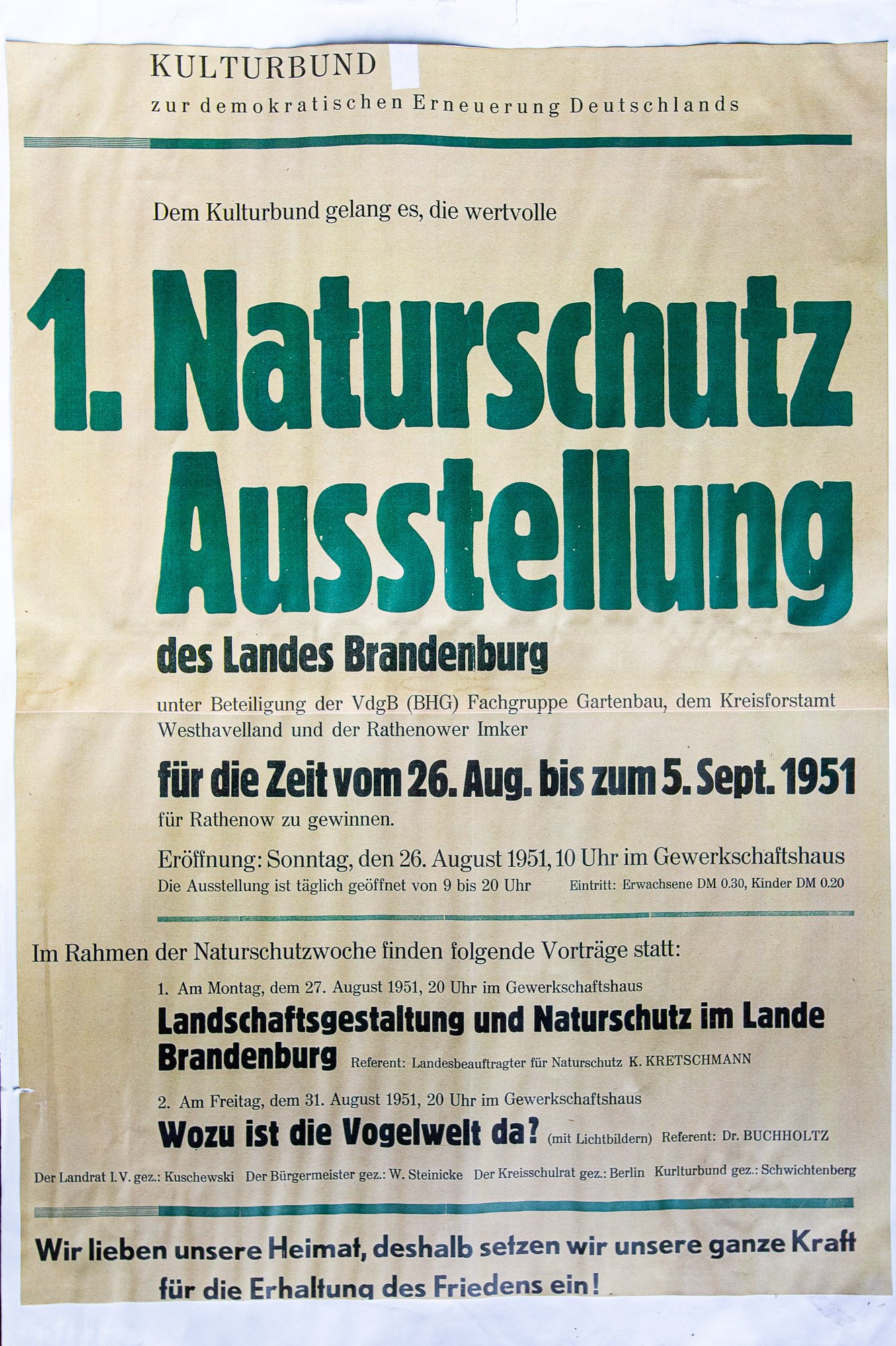 Plakat der 1. Naturschutzausstellung in Brandenburg (Haus der Naturpflege CC BY-NC-SA)