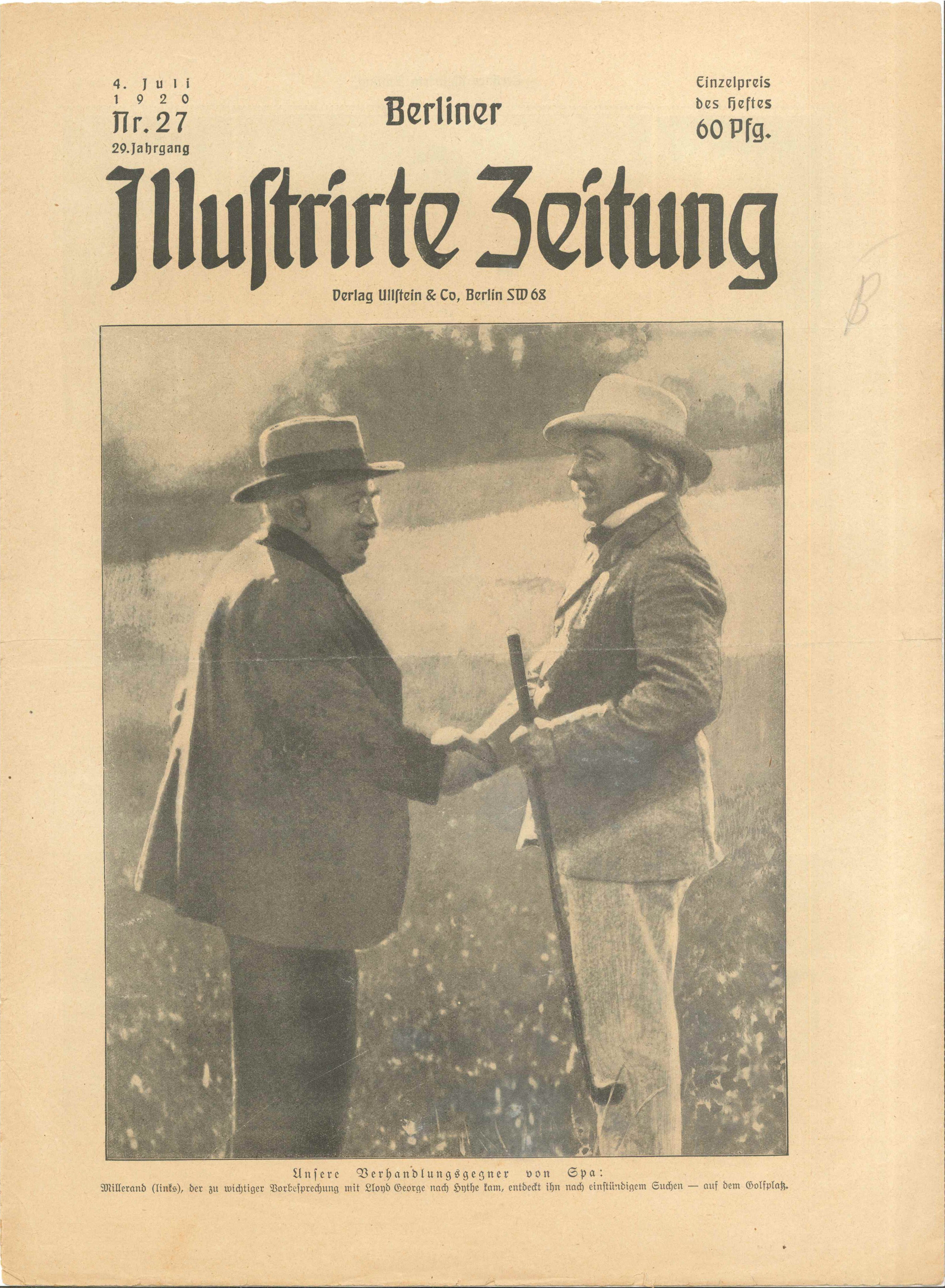 BIZ, Nr. 27, 1920, Titelseite (Kurt Tucholsky Literaturmuseum CC BY-NC-SA)
