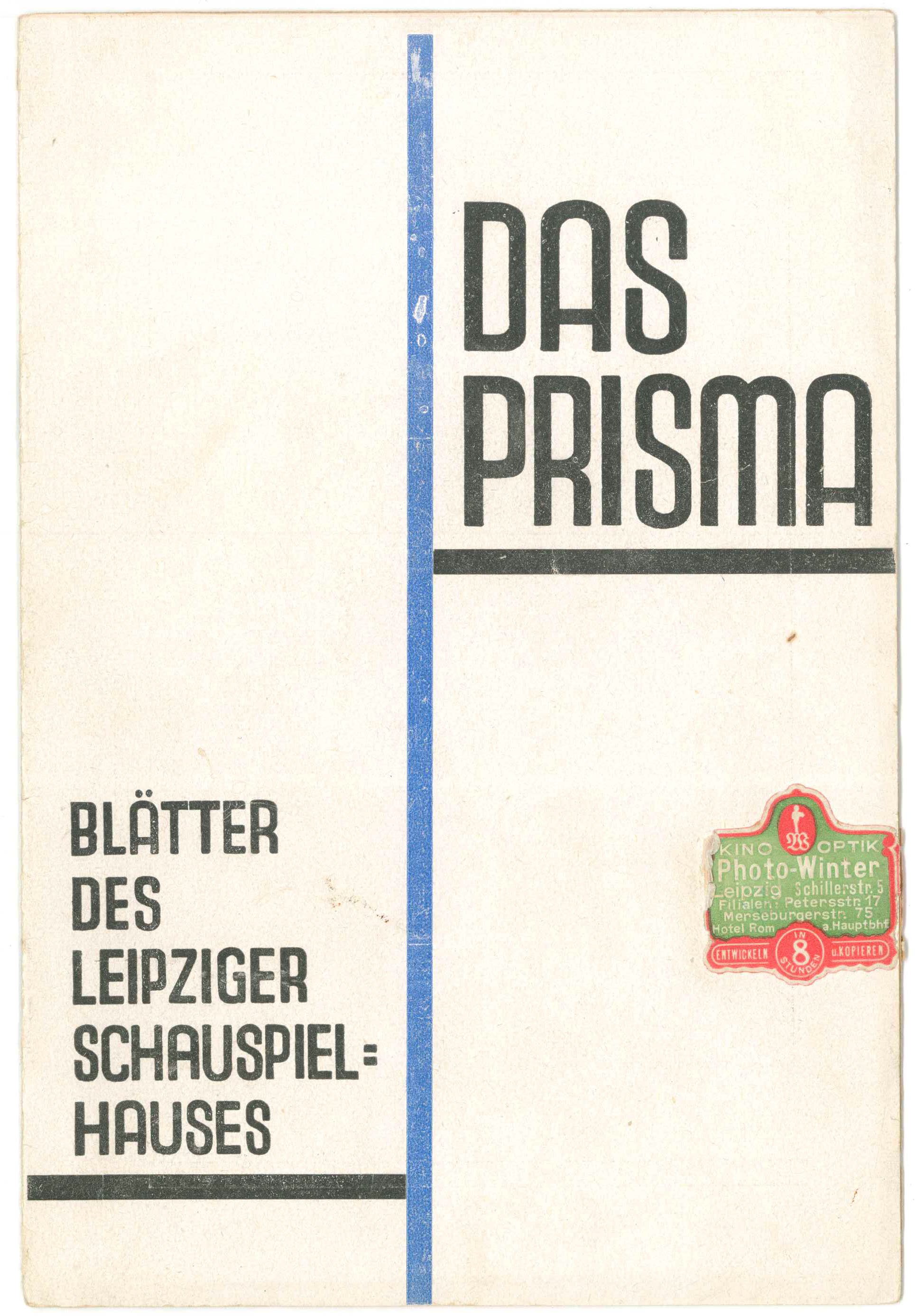 Das Prisma. Blätter des Leipziger Schauspielhauses (Kurt Tucholsky Literaturmuseum CC BY-NC-SA)