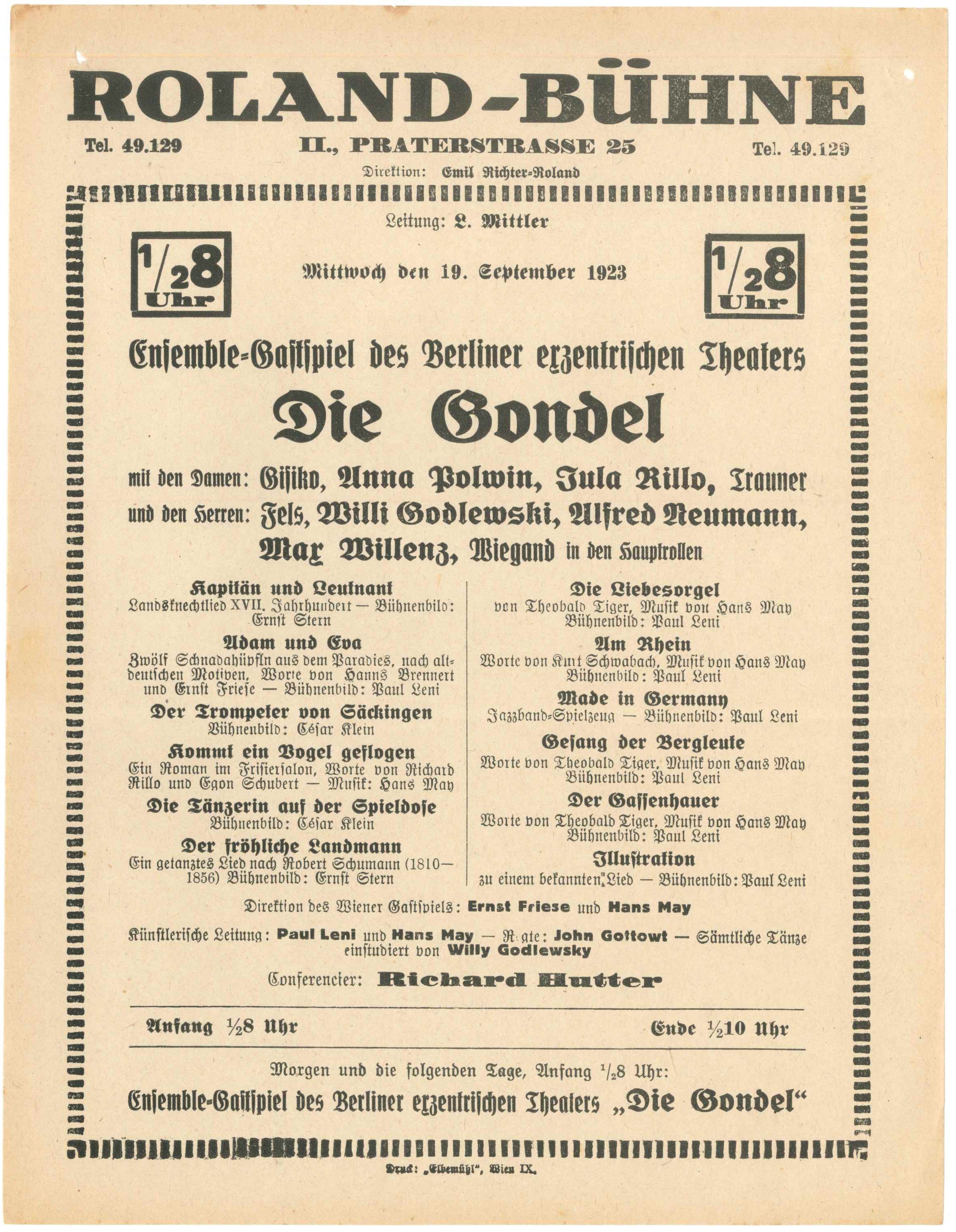 Die Gondel in Wien (Kurt Tucholsky Literaturmuseum CC BY-NC-SA)