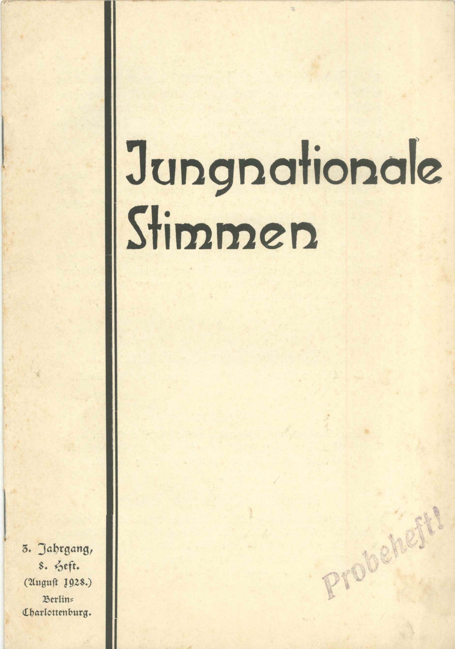 Jungnationale Stimmen (Kurt Tucholsky Literaturmuseum CC BY-NC-SA)