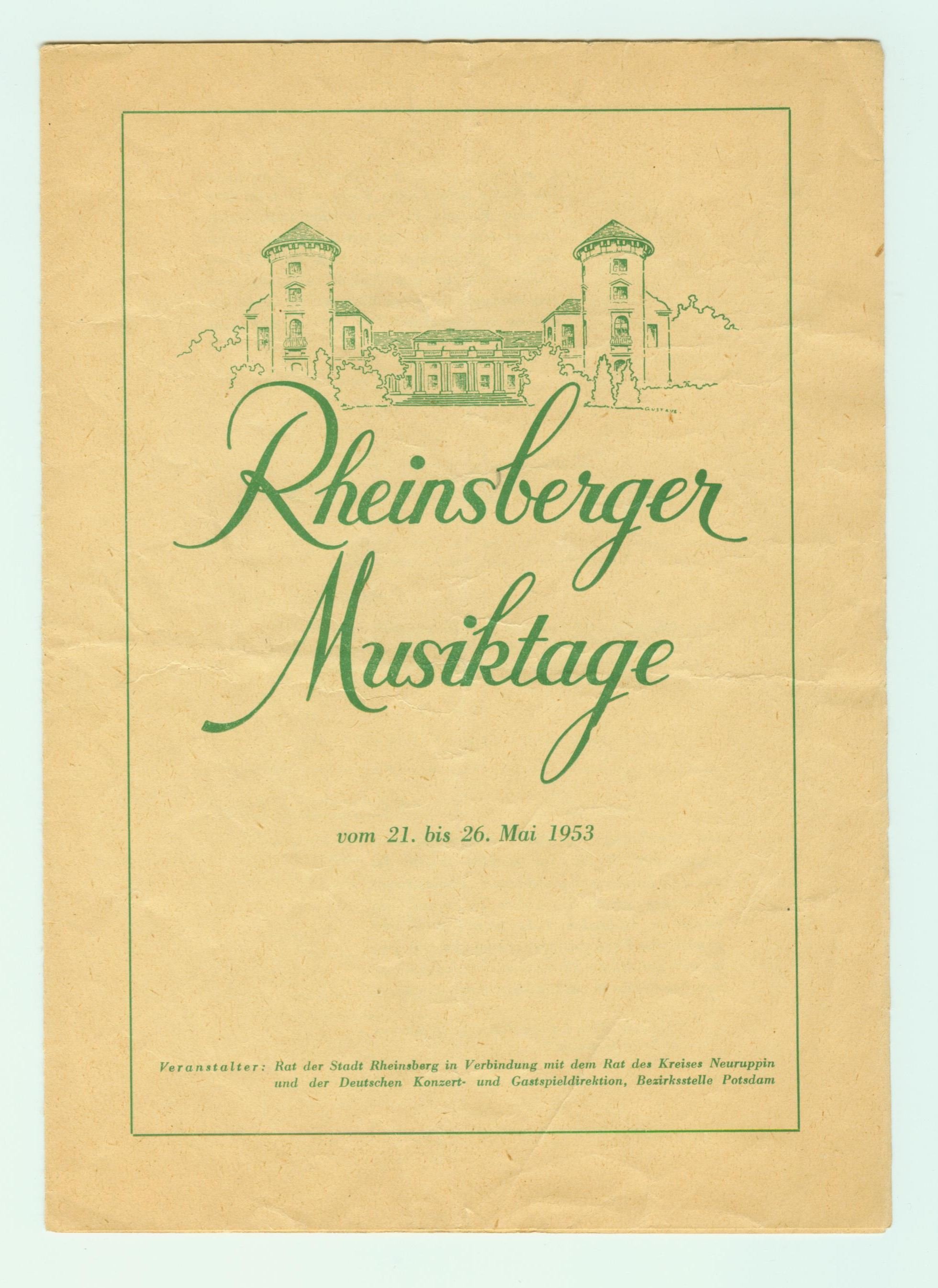 Programmheft der Musiktage 1953 (Haus der Stadtgeschichte Rheinsberg CC BY-NC-SA)