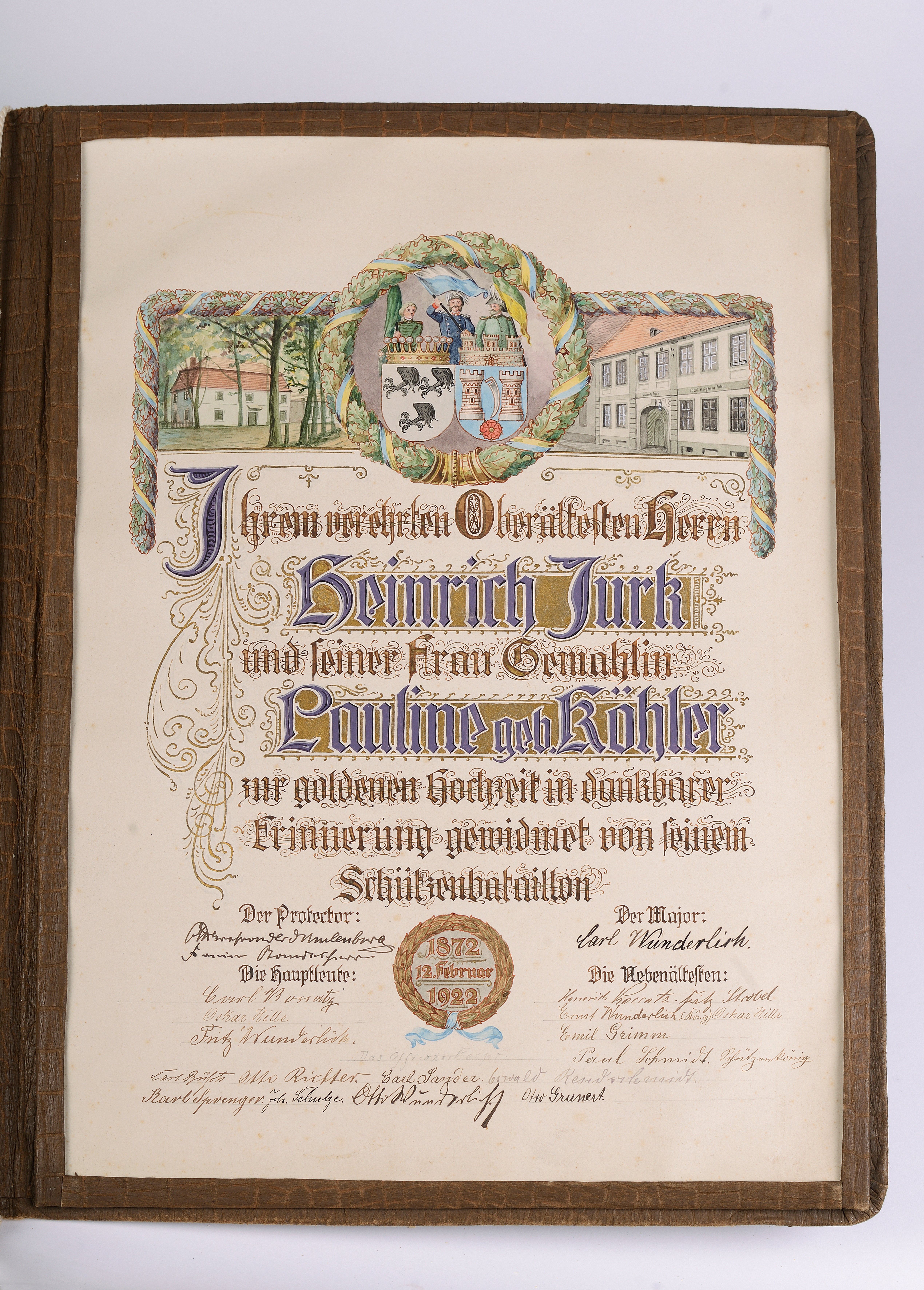 Erinnerungsurkunde zur goldenen Hochzeit 1922 (Museum in der Darre CC BY-NC-SA)