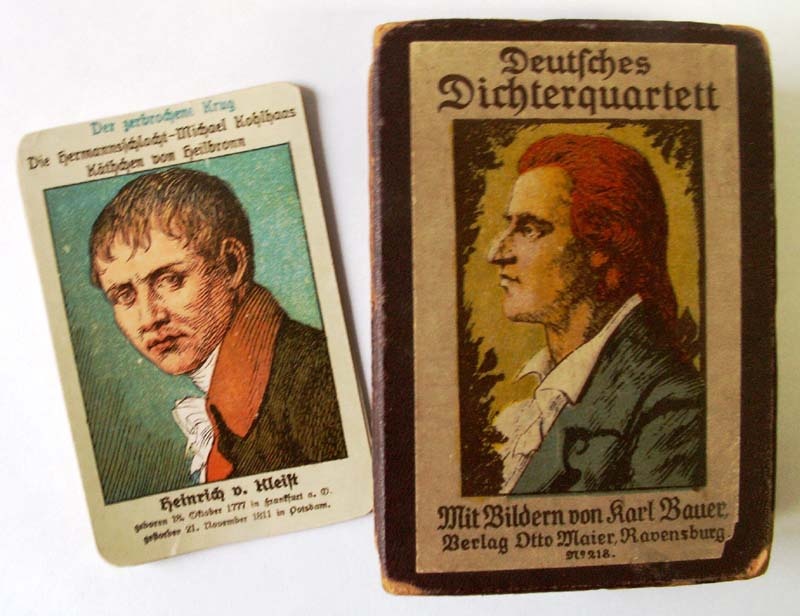 Kartenspiel Deutsches Dichterquartett, mit Bildern von Karl Bauer (Kleist-Museum Frankfurt (Oder) CC BY-NC-SA)