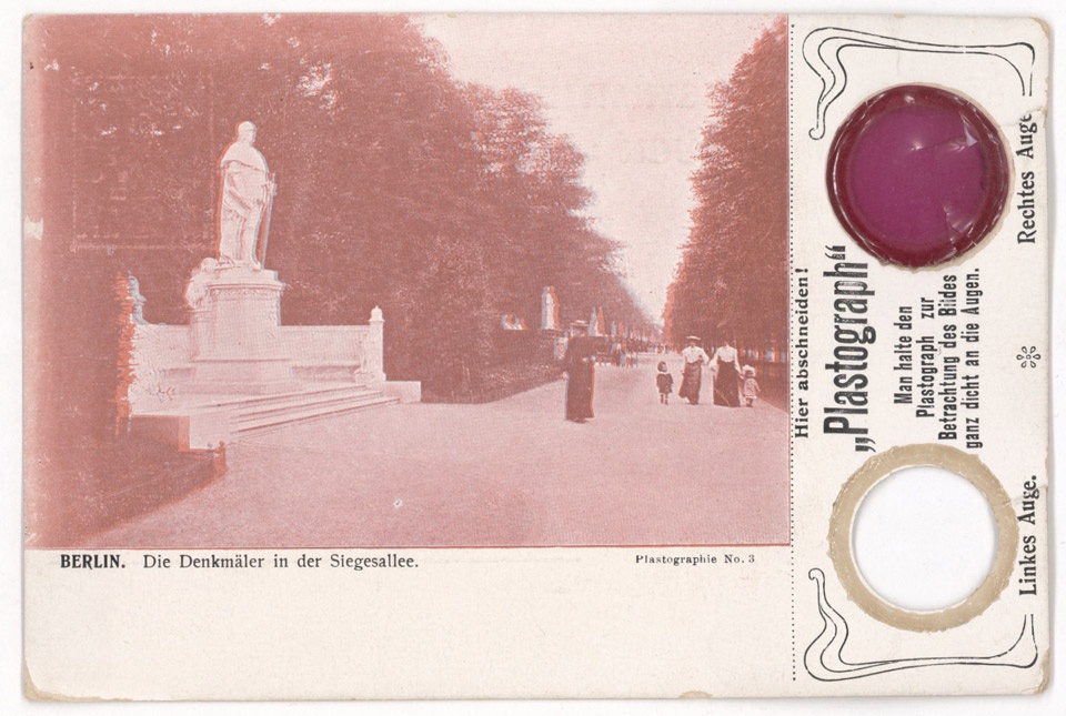 Plastograph-Postkarte Berlin Siegesallee (Plastographie Nr. 3) von Max Skladanowsky (Filmmuseum Potsdam CC BY-NC-SA)