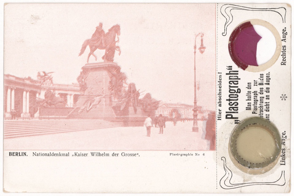 Plastograph-Postkarte Berlin Nationaldenkmal Kaiser Wilhelm der Große (Plastographie Nr. 6) von Max Skladanowsky (Filmmuseum Potsdam CC BY-NC-SA)
