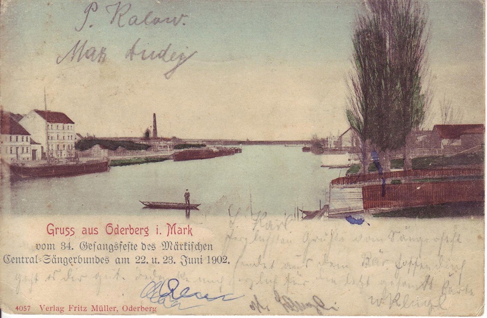 Postkarte Oderberg von 1902, vom 34. Gesangsfeste des Märkischen Central-Sängerbundes am 22. u. 23. Juni 1902 (Binnenschifffahrtsmuseum Oderberg CC BY-NC-SA)