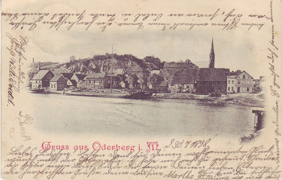 Postkarte Oderberg, Stadtansicht, 1898 (Binnenschifffahrtsmuseum Oderberg CC BY-NC-SA)
