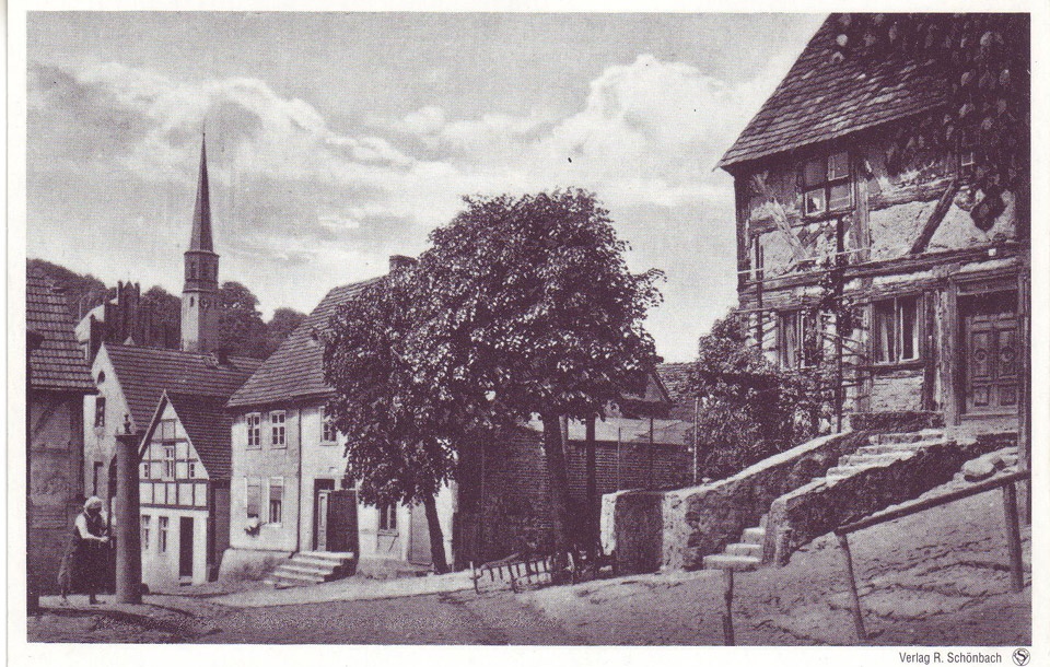 Postkarte (Kopie aus 1930er Jahren) Oderberg, Oberkietz mit ältestem Haus, 1997 (Binnenschifffahrtsmuseum Oderberg CC BY-NC-SA)
