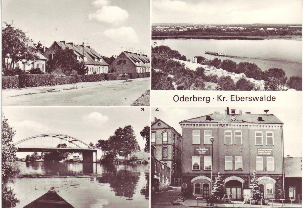Postkarte Oderberg, Vier-Ansichten-Karte, 1982 (Binnenschifffahrtsmuseum Oderberg CC BY-NC-SA)