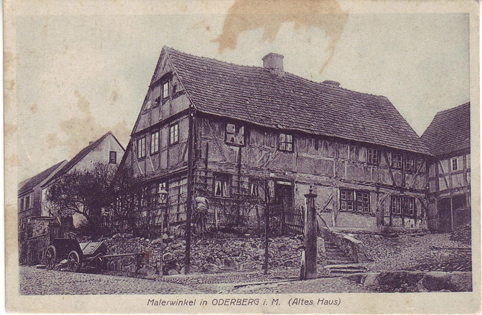Postkarte Oderberg, Malerwinkel in Oderberg i. M. (Altes Haus), um 1930 (Binnenschifffahrtsmuseum Oderberg CC BY-NC-SA)