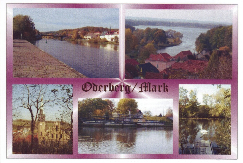 Postkarte Oderberg, Fünf-Ansichten-Karte, um 2000 (Binnenschifffahrtsmuseum Oderberg CC BY-NC-SA)