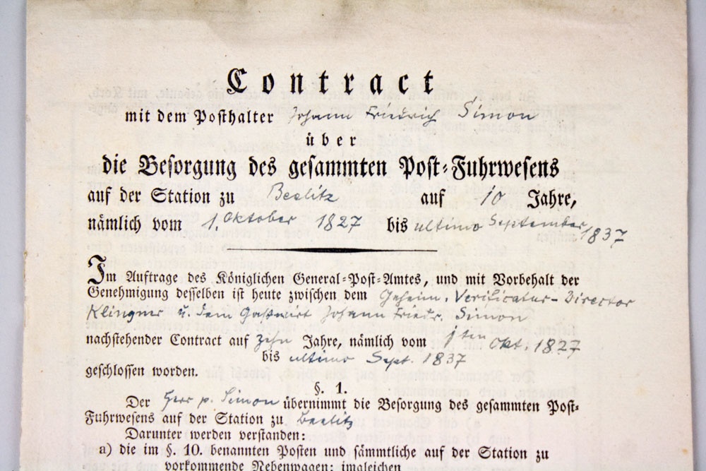 Vertrag mit J.F.Simon (Alte Posthalterei - Museum Beelitz CC BY-NC-SA)