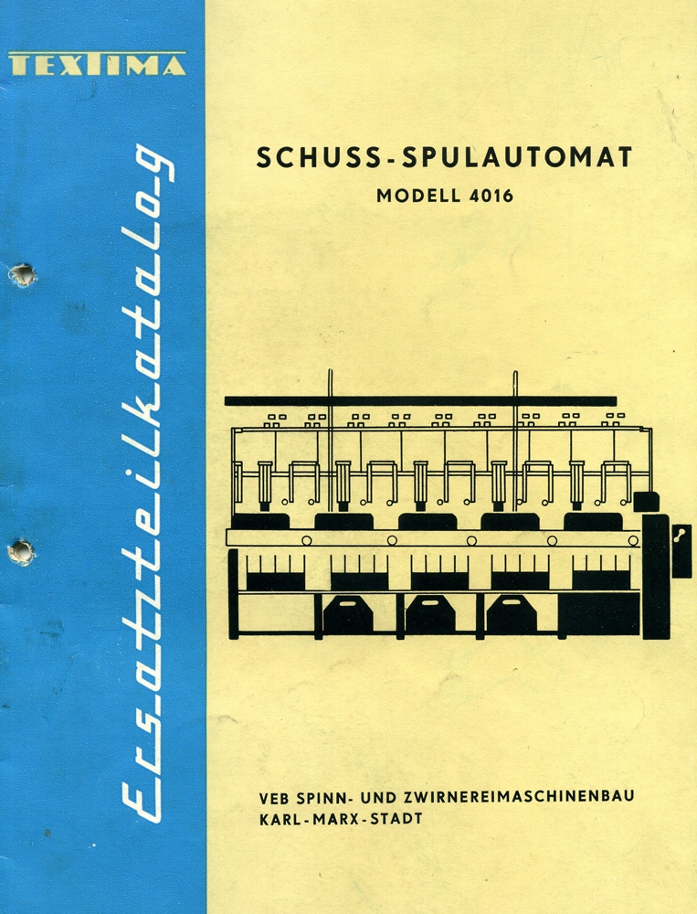 Schuss-Spulautomat Modell 4016, Ersatzteilkatalog Textima (Brandenburgisches Textilmuseum Forst (Lausitz) CC BY-NC-SA)