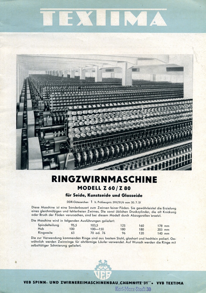 Heft &quot;Ringzwirnmaschine Modell Z 60/Z 80 für Seide, Kunststeide und Glasseide&quot; (Brandenburgisches Textilmuseum Forst (Lausitz) CC BY-NC-SA)