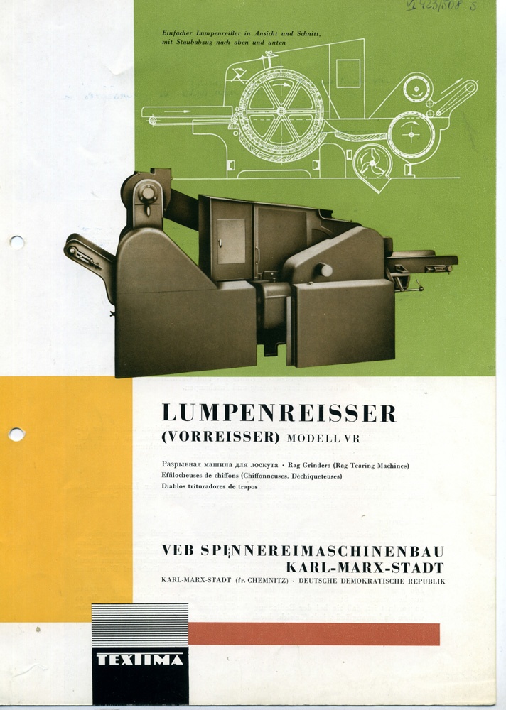 Broschüre &quot;Lumpenreisser (Vorreisser) Modell VR&quot; (Brandenburgisches Textilmuseum Forst (Lausitz) CC BY-NC-SA)