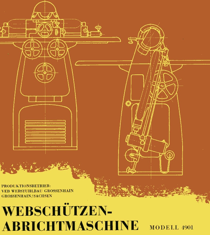 Faltblatt &quot;Webschützen-Abrichtmaschine Modell 4901&quot; (Brandenburgisches Textilmuseum Forst (Lausitz) CC BY-NC-SA)
