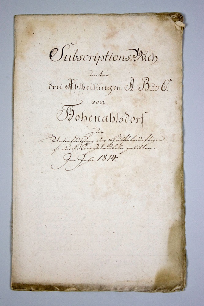 Auflistung über Hilfsbedürftige nach dem Krieg 1813 (Museum im Mönchenkloster Jüterbog CC BY-NC-SA)